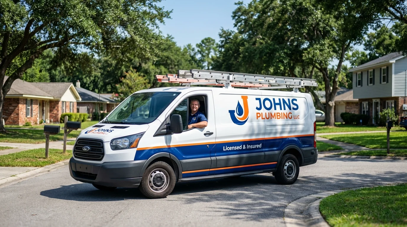 Johns Plumbing LLC service van in Springdale, AR