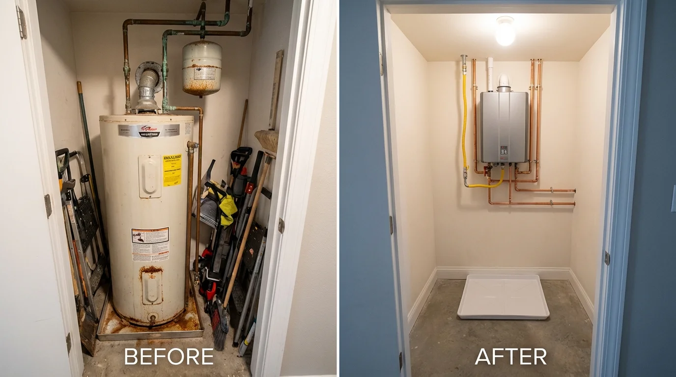 Tank water heater versus wall-mounted tankless unit comparison for Springdale, AR homeowners