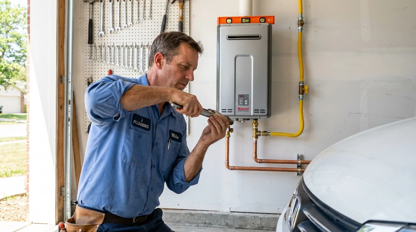 Tankless water heater installation by a Johns Plumbing LLC plumber in Springdale